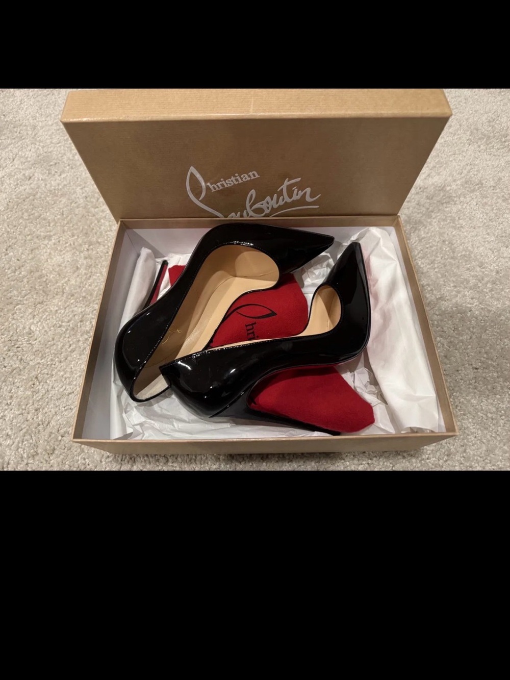 Christian Louboutin Black Patent Leather Pointed Pumps - Never Worn